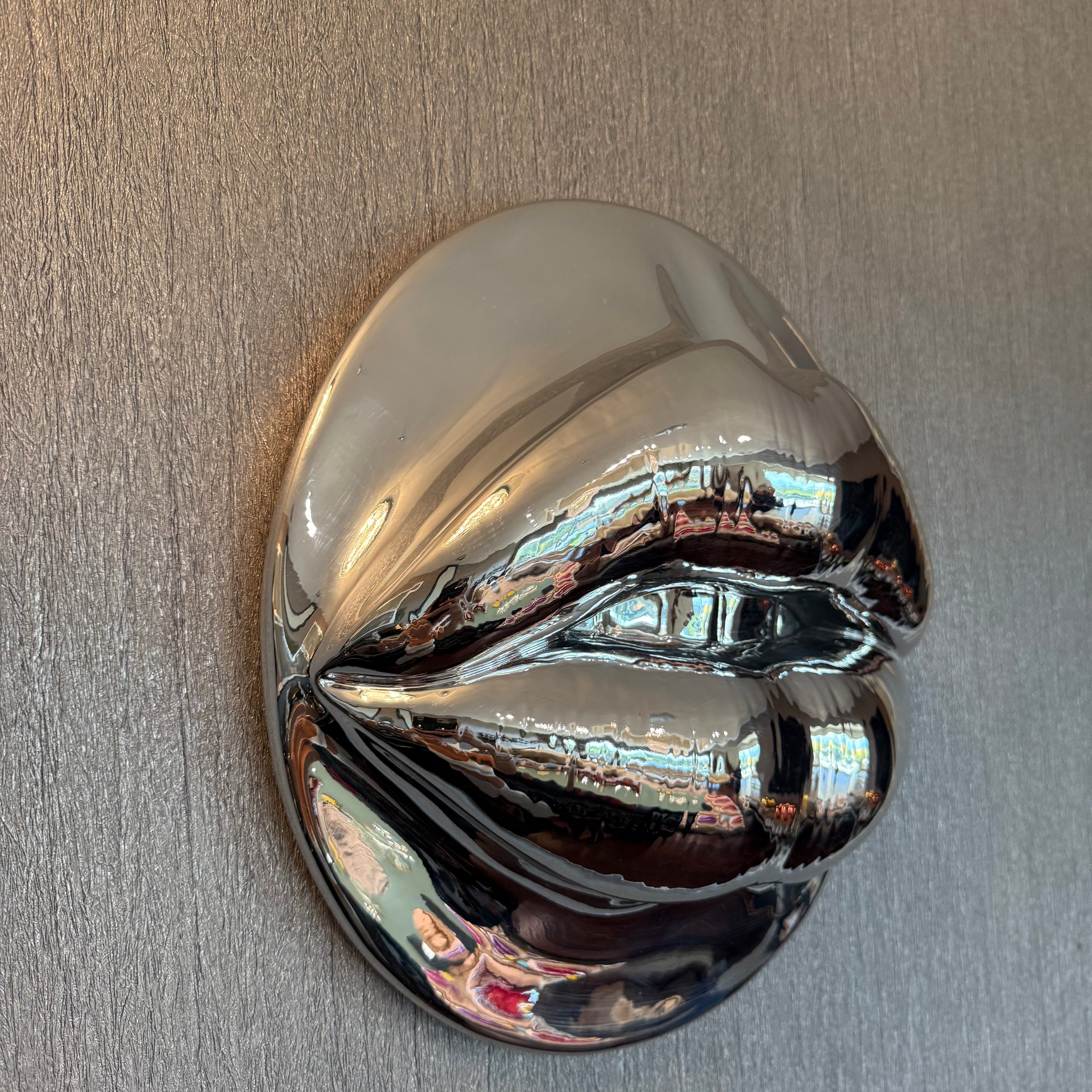 Chrome Parted Lips Sculpture