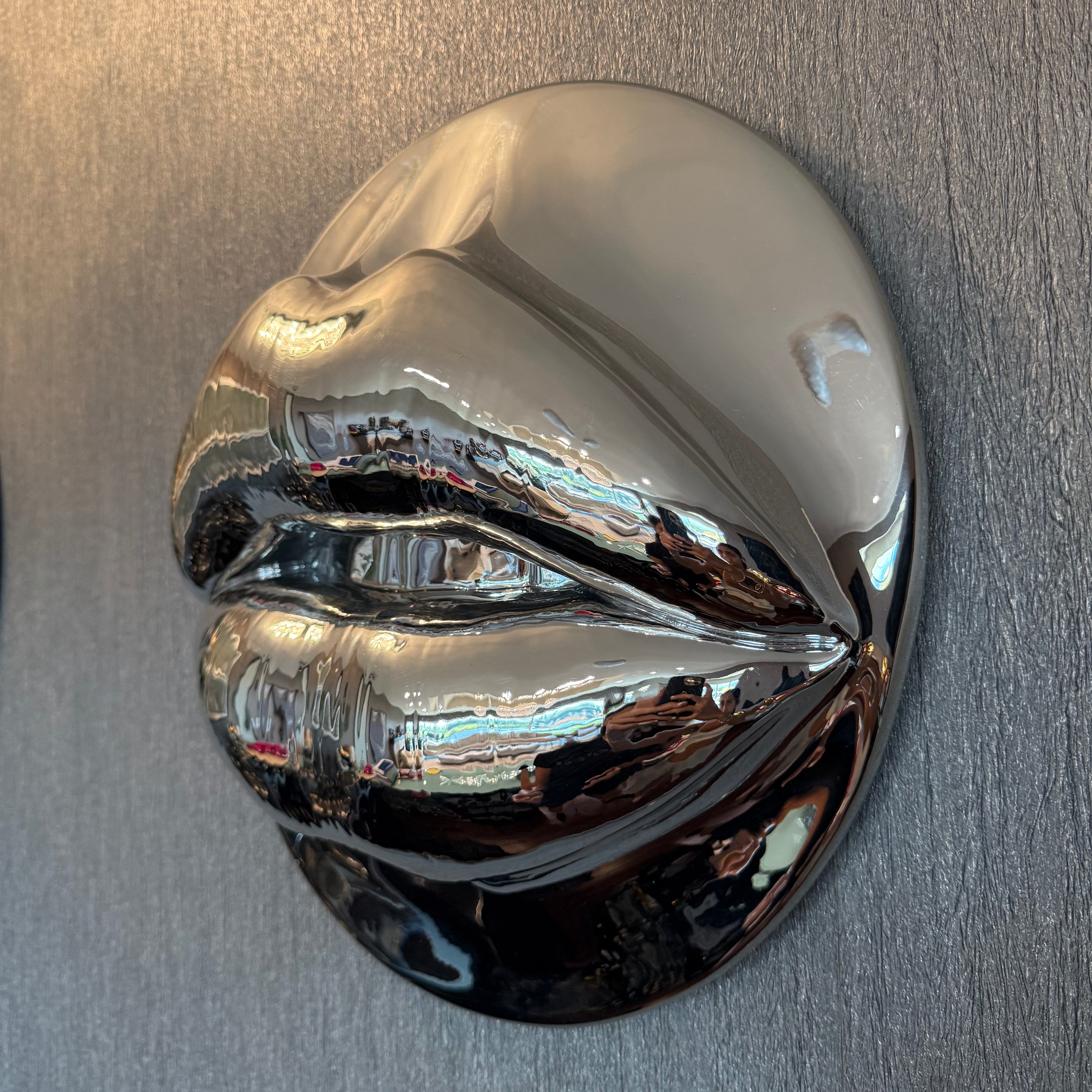 Chrome Parted Lips Sculpture