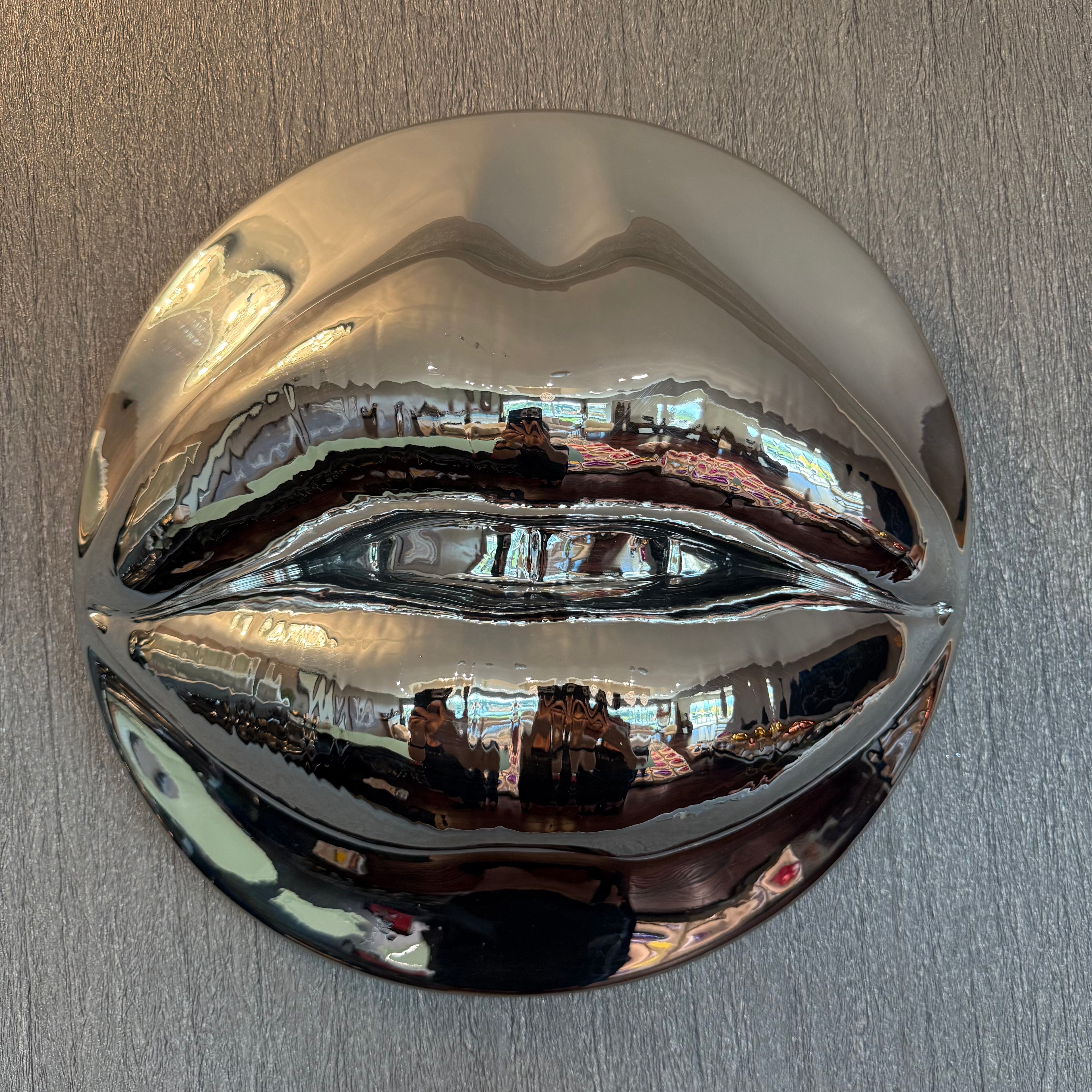 Chrome Parted Lips Sculpture