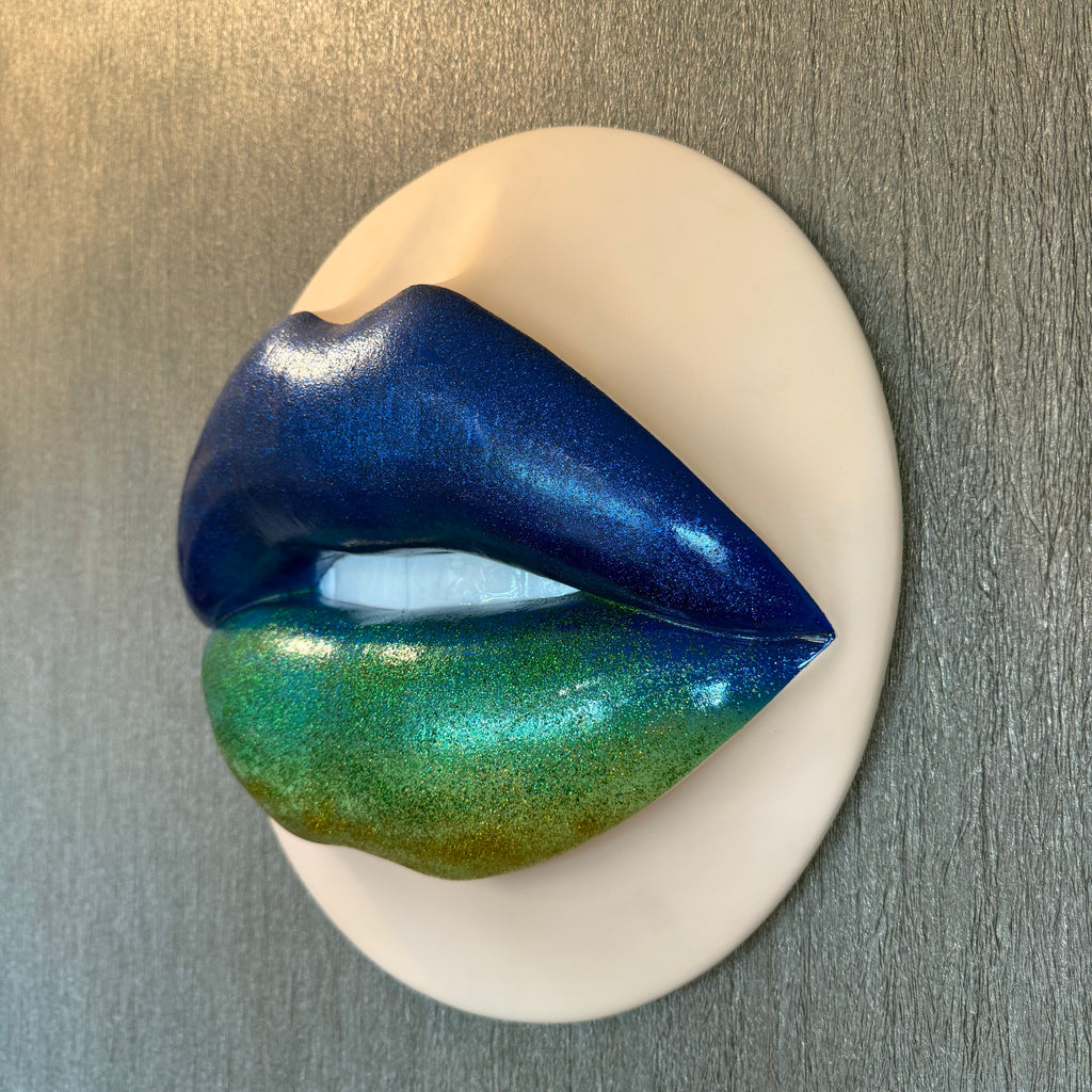 Emerald Mist Parted Lips Sculpture