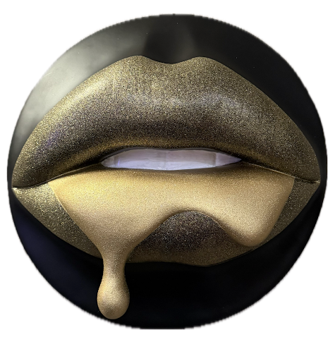 Gold Drop Lip Drip Sculpture