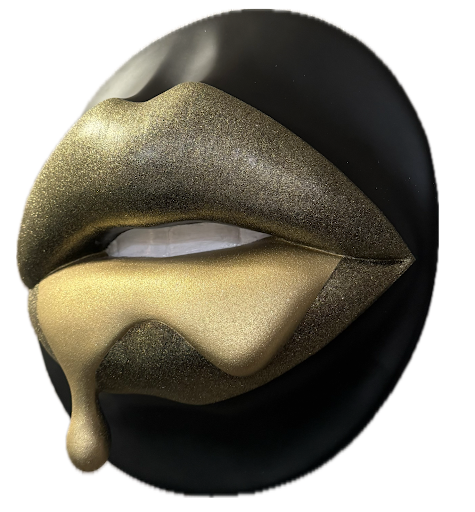 Gold Drop Lip Drip Sculpture