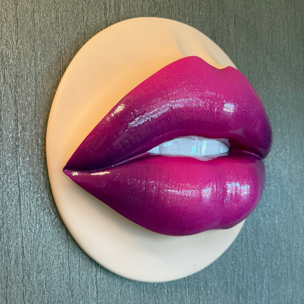 Pink Corvette Parted Lips Sculpture