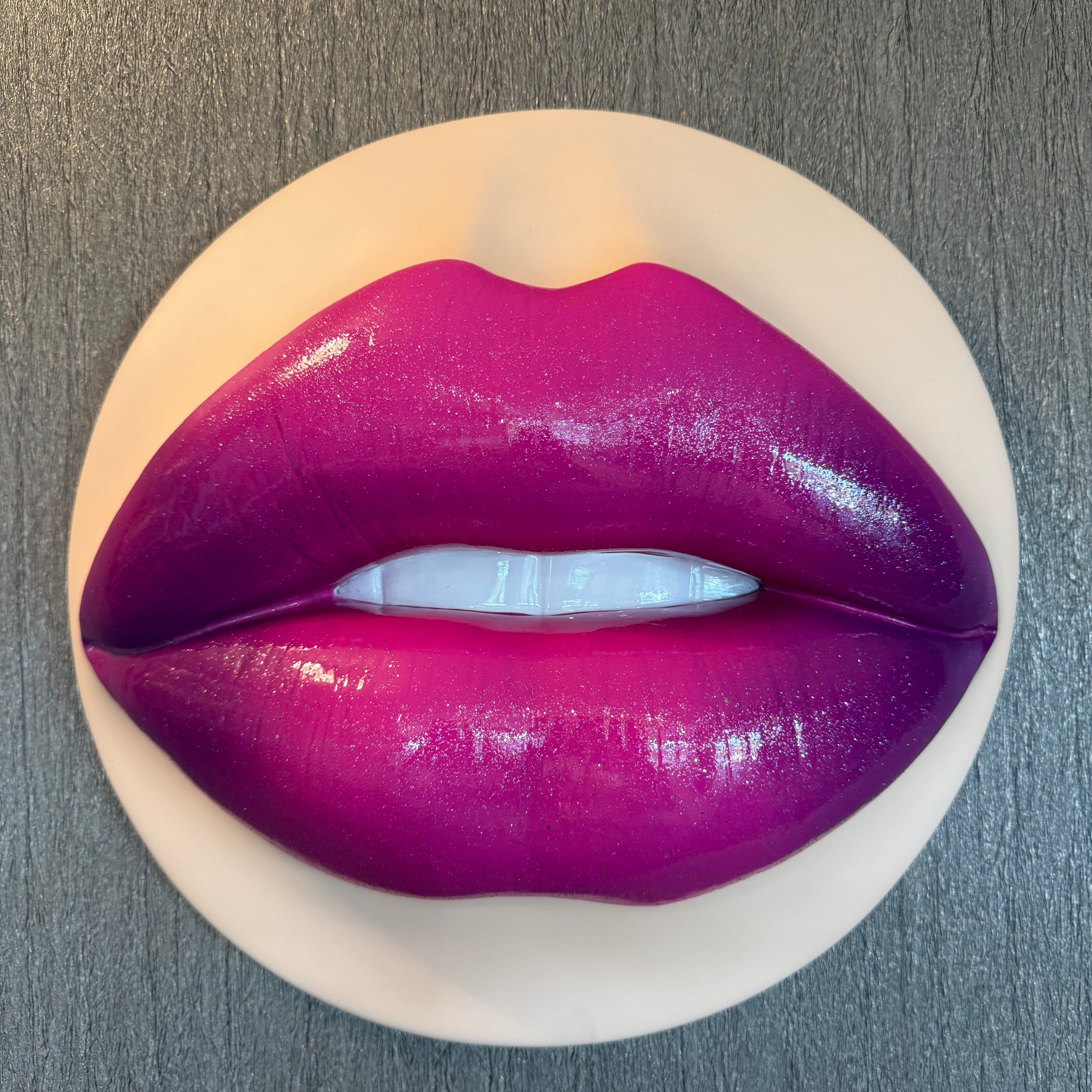 Pink Corvette Parted Lips Sculpture