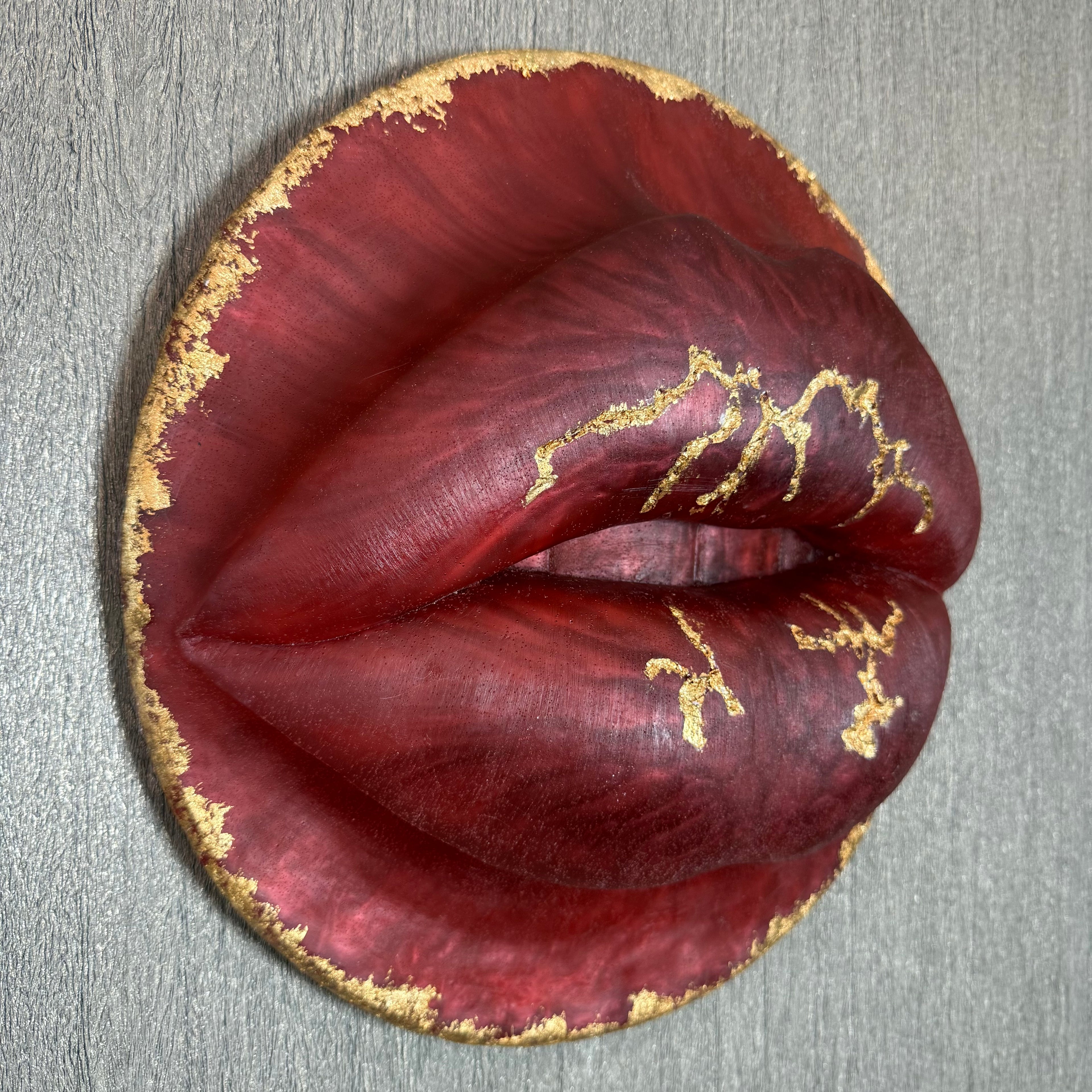 Sangria Drip Parted Lips Sculpture