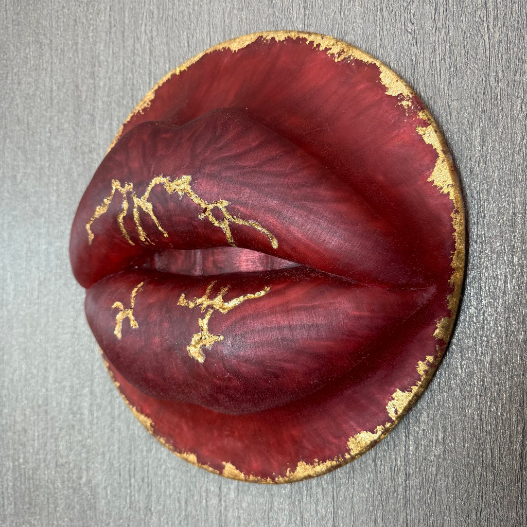 Sangria Drip Parted Lips Sculpture