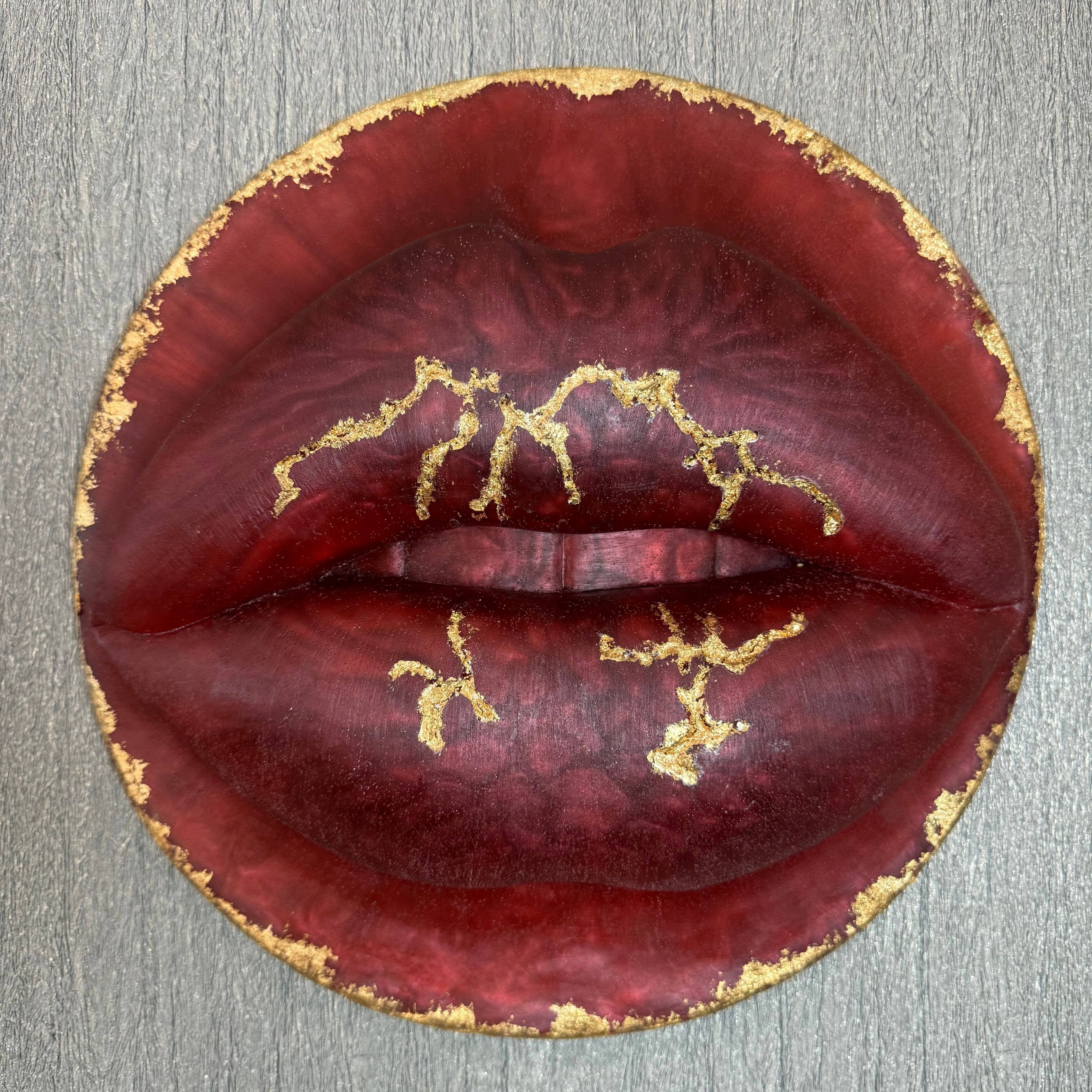 Sangria Drip Parted Lips Sculpture