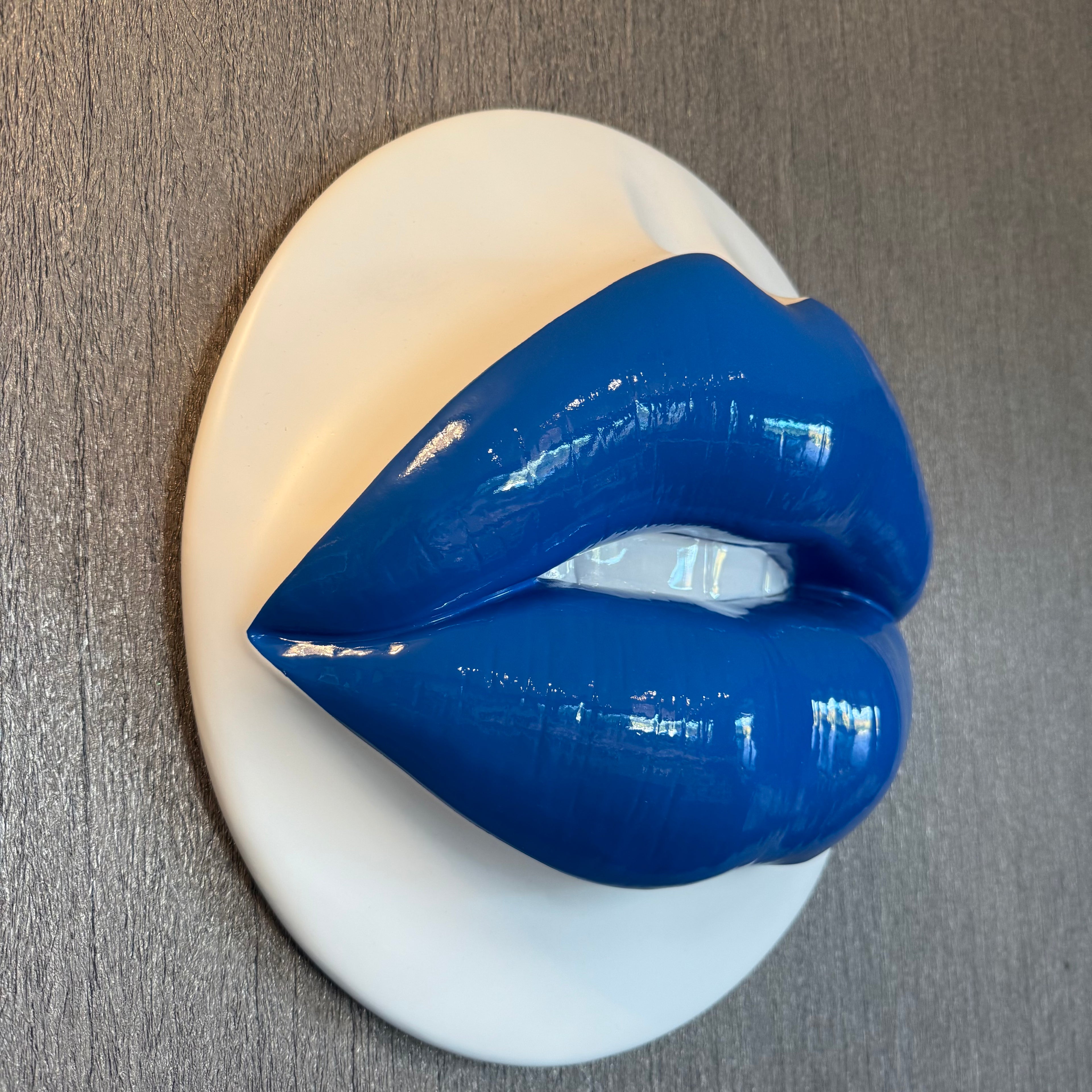 Spectrum Blue Parted Lips Sculpture