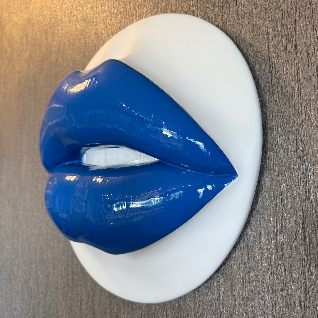 Spectrum Blue Parted Lips Sculpture