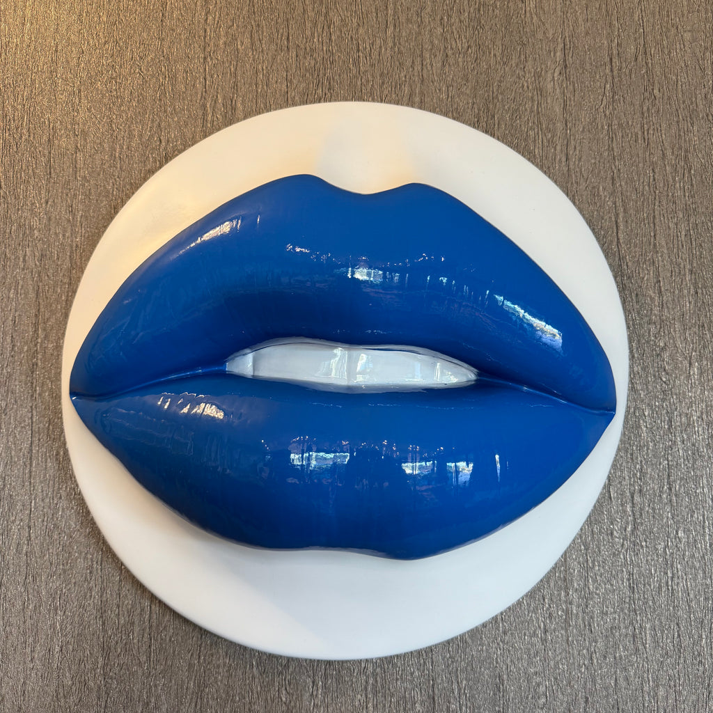 Spectrum Blue Parted Lips Sculpture