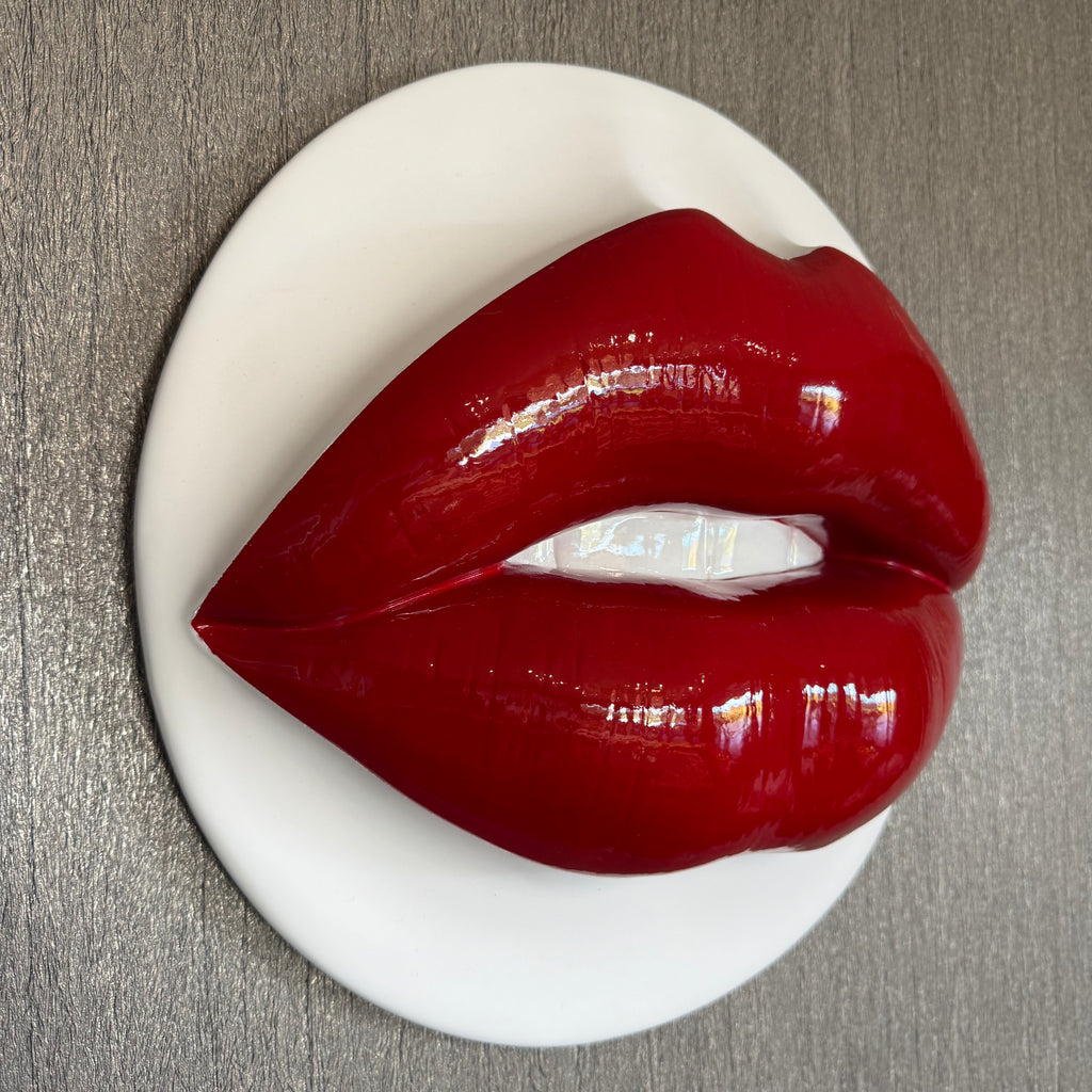 Spectrum Cherry Red Parted Lips Sculpture