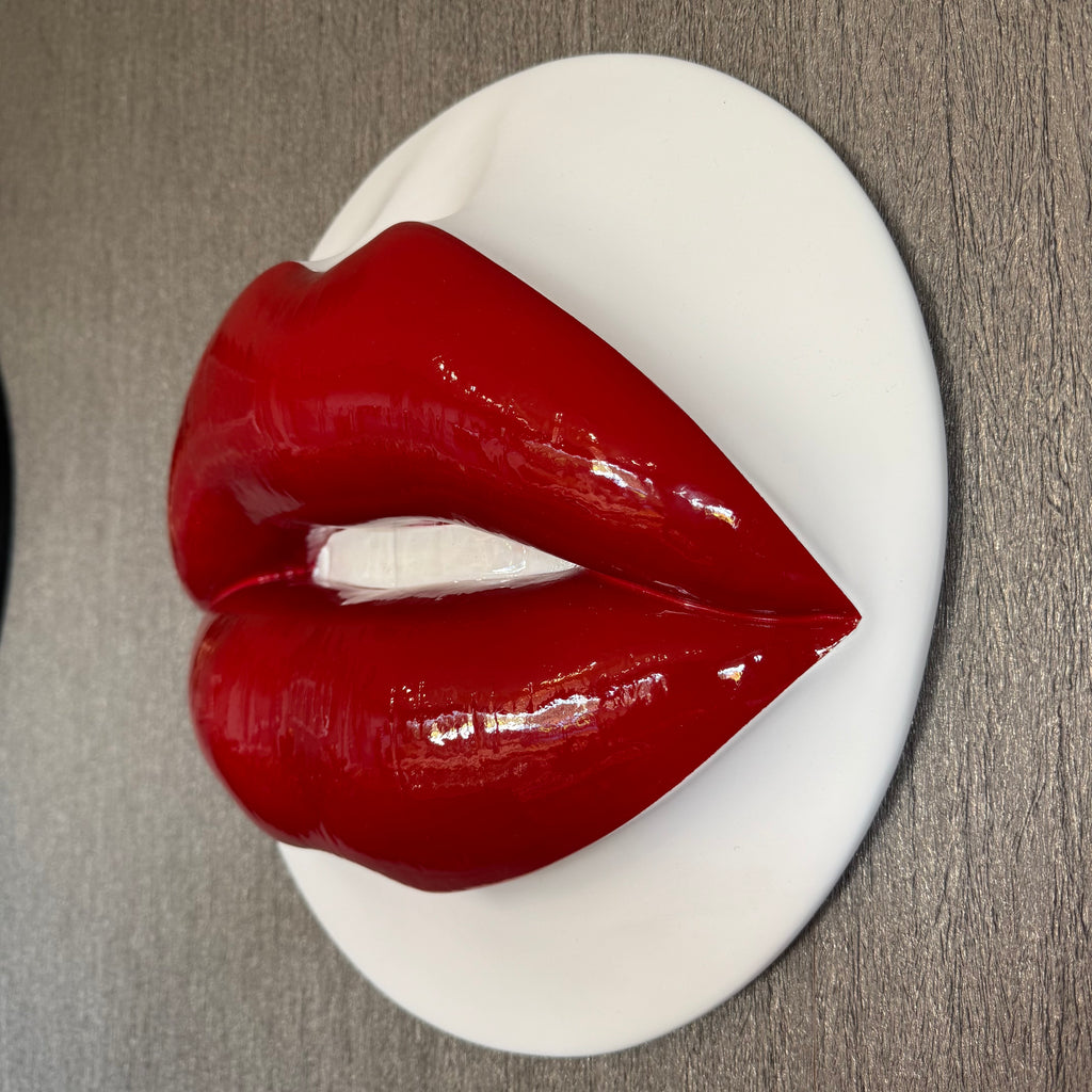 Spectrum Cherry Red Parted Lips Sculpture