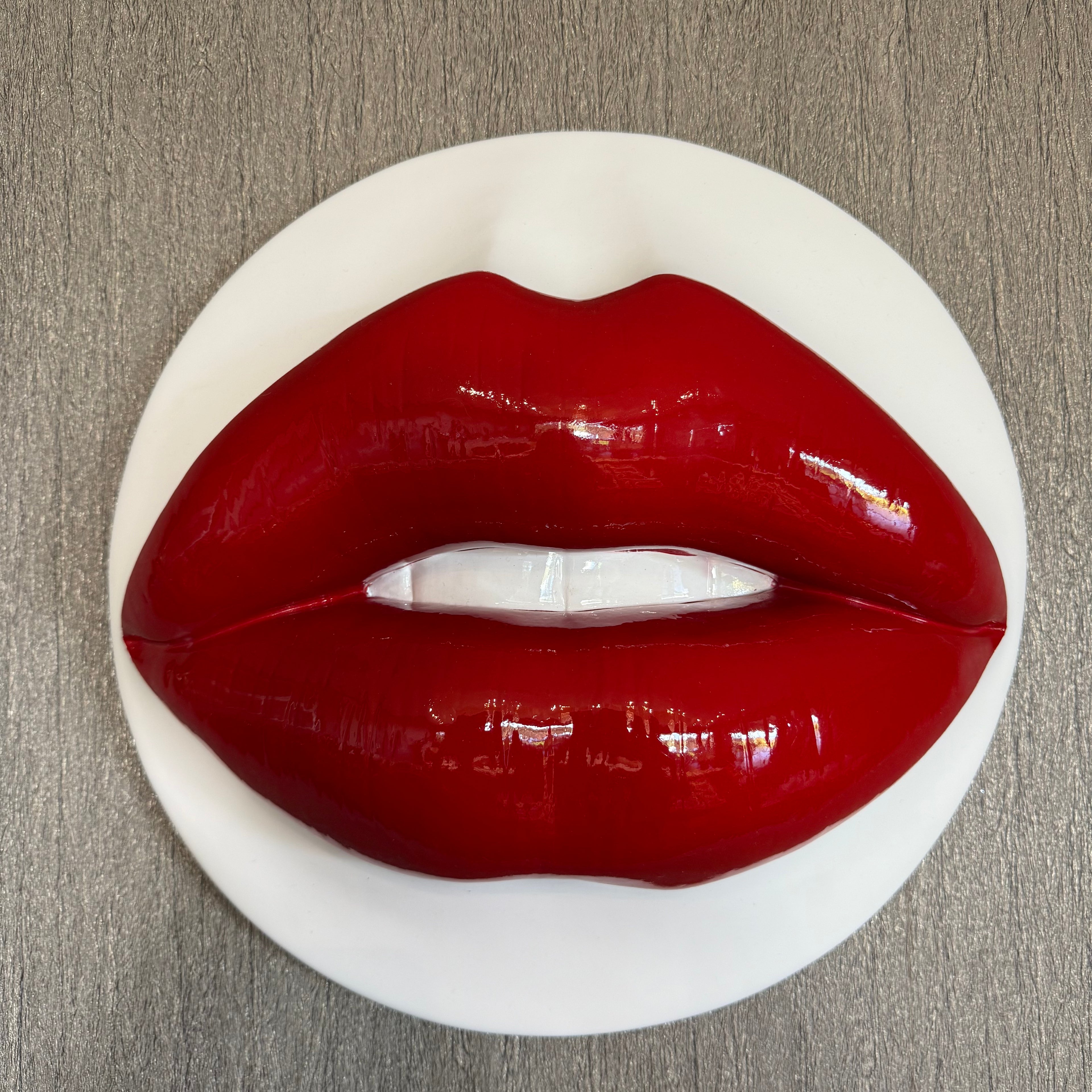 Spectrum Cherry Red Parted Lips Sculpture
