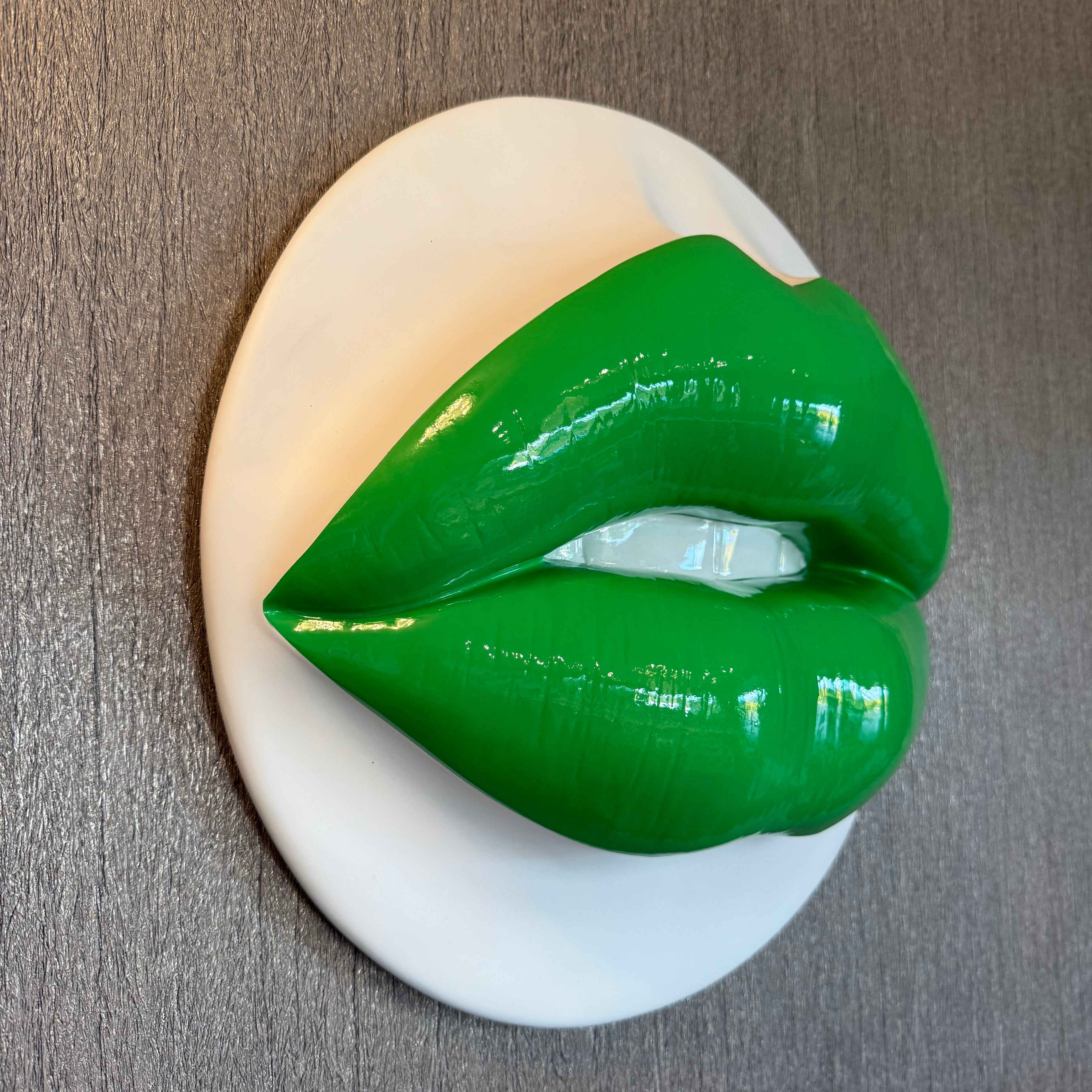 Spectrum Green Parted Lips Sculpture