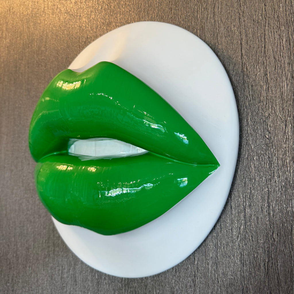 Spectrum Green Parted Lips Sculpture