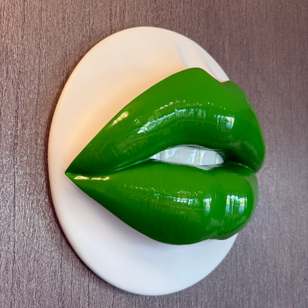Spectrum Green Parted Lips Sculpture