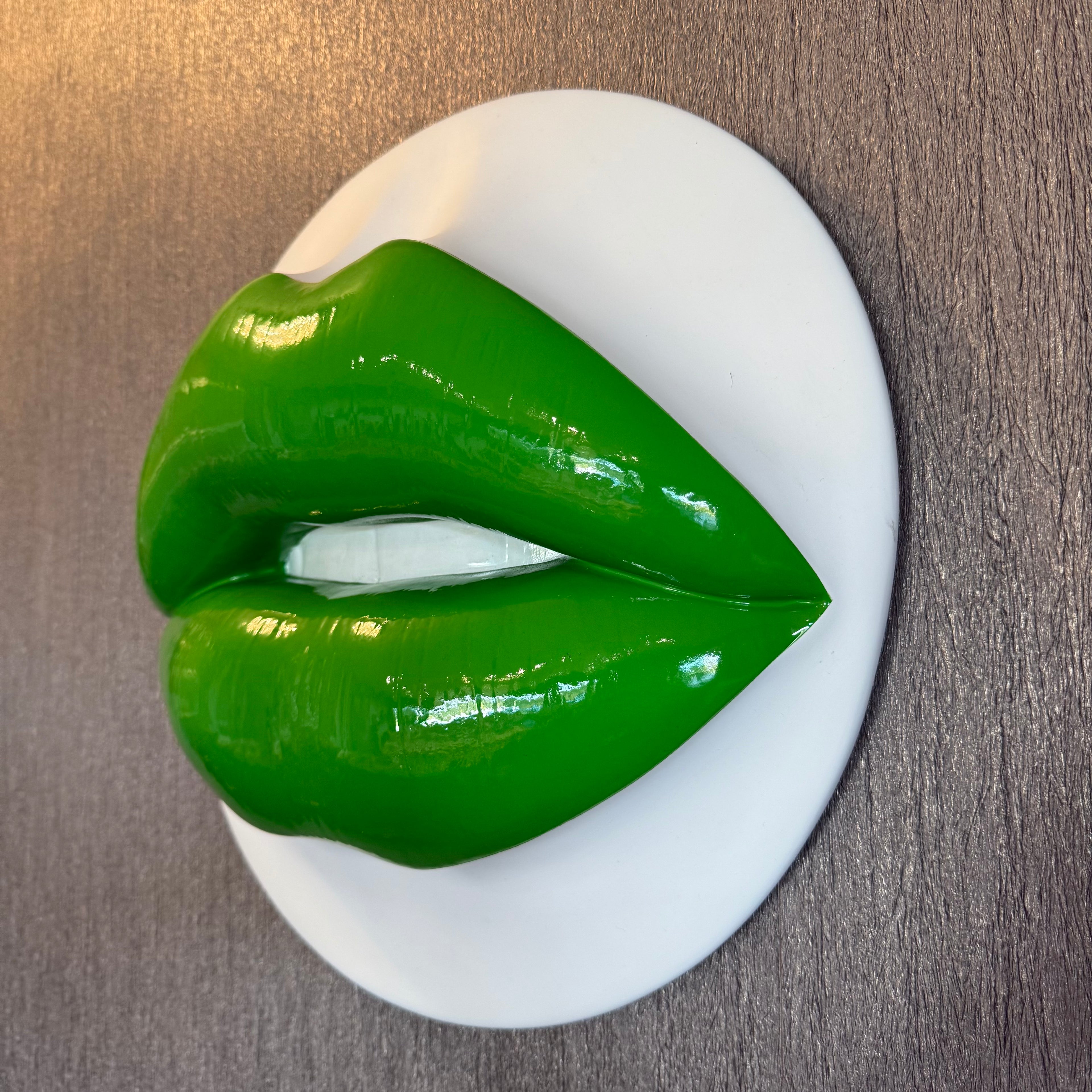 Spectrum Green Parted Lips Sculpture