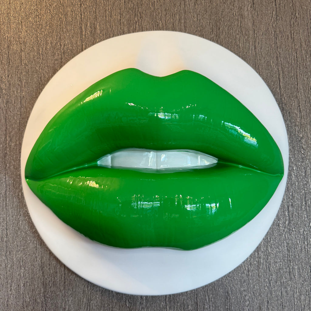 Spectrum Green Parted Lips Sculpture