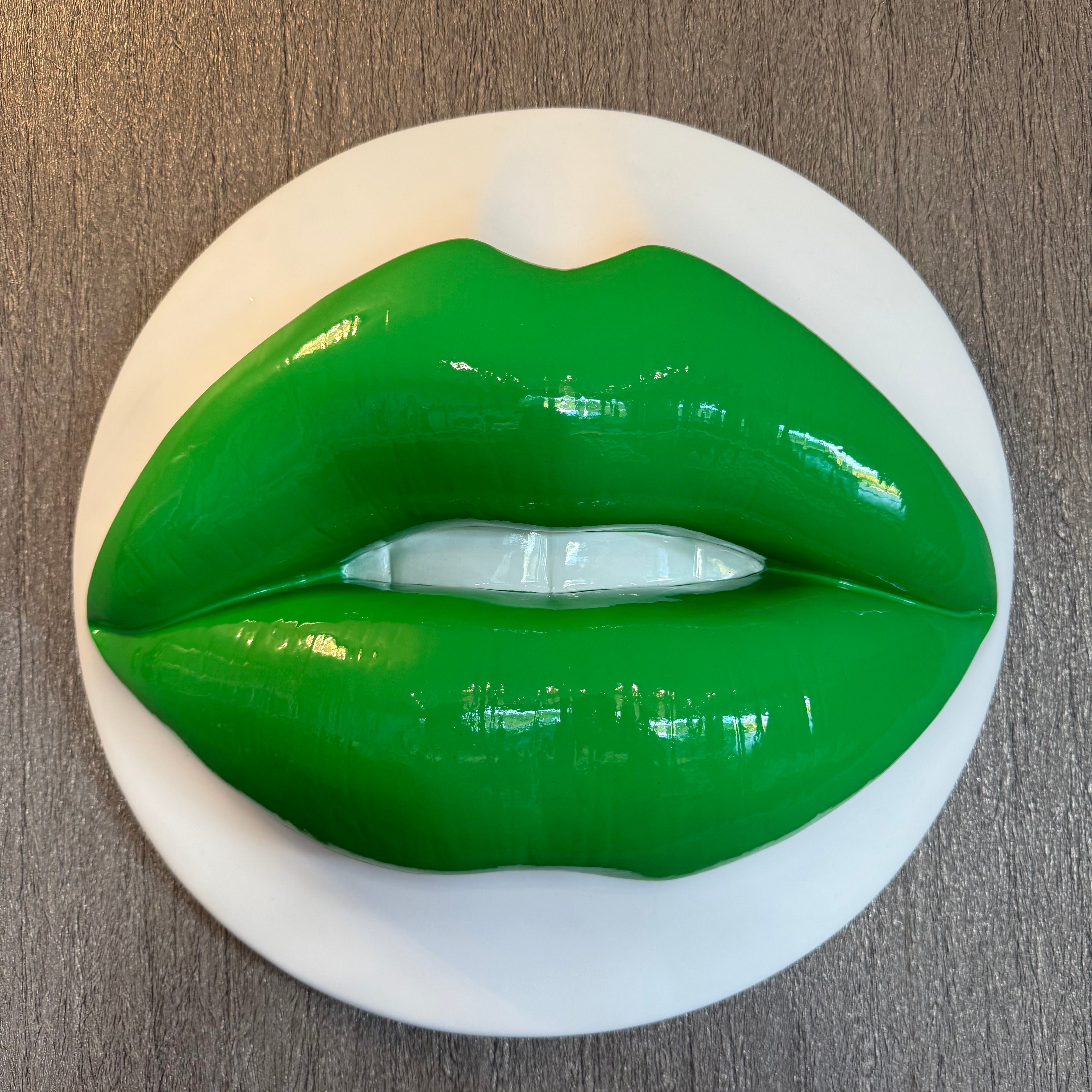 Spectrum Green Parted Lips Sculpture