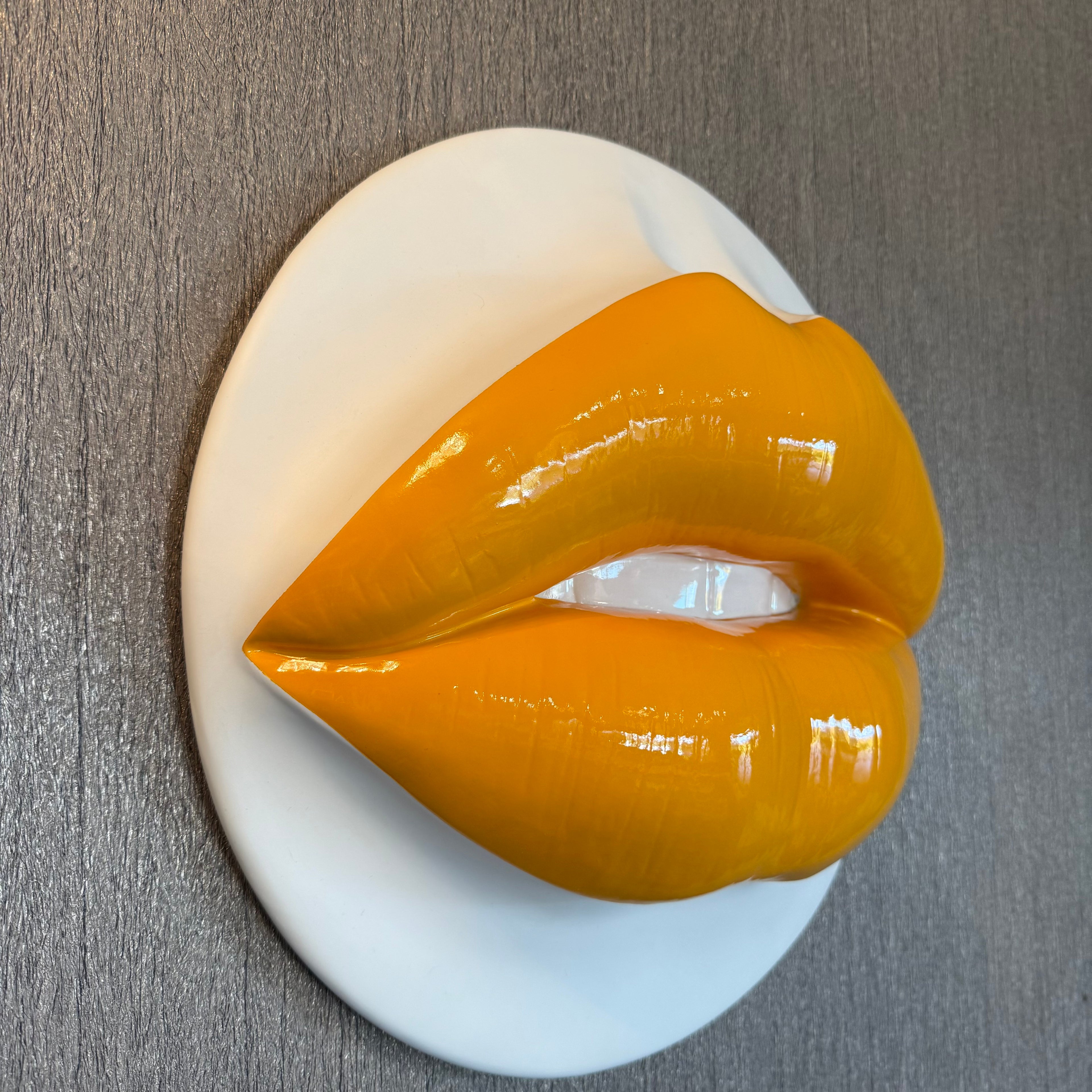 Spectrum Orange Parted Lips Sculpture