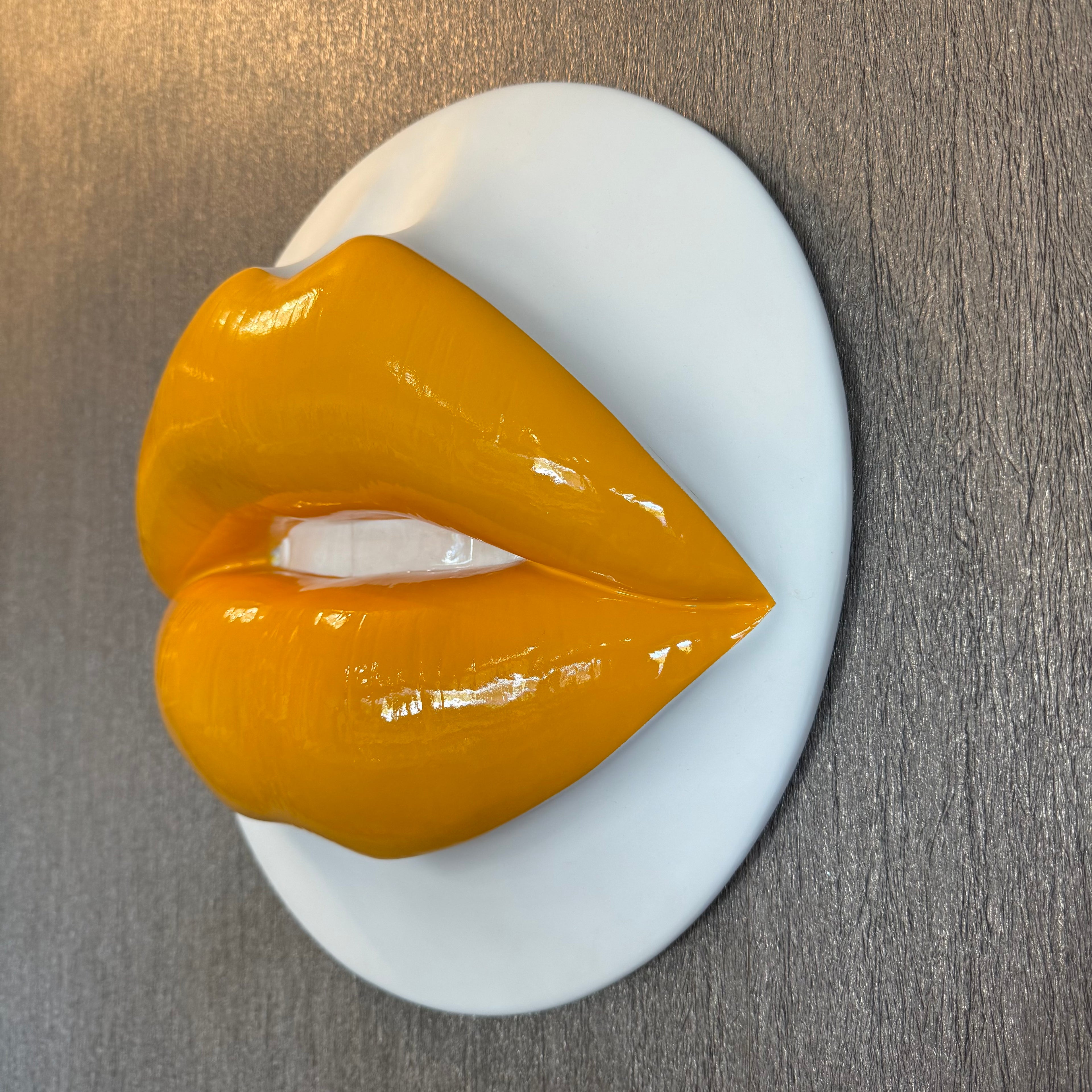 Spectrum Orange Parted Lips Sculpture