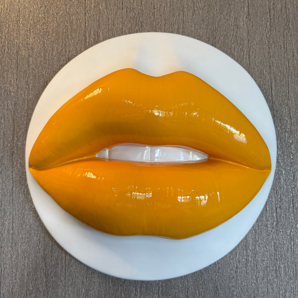 Spectrum Orange Parted Lips Sculpture