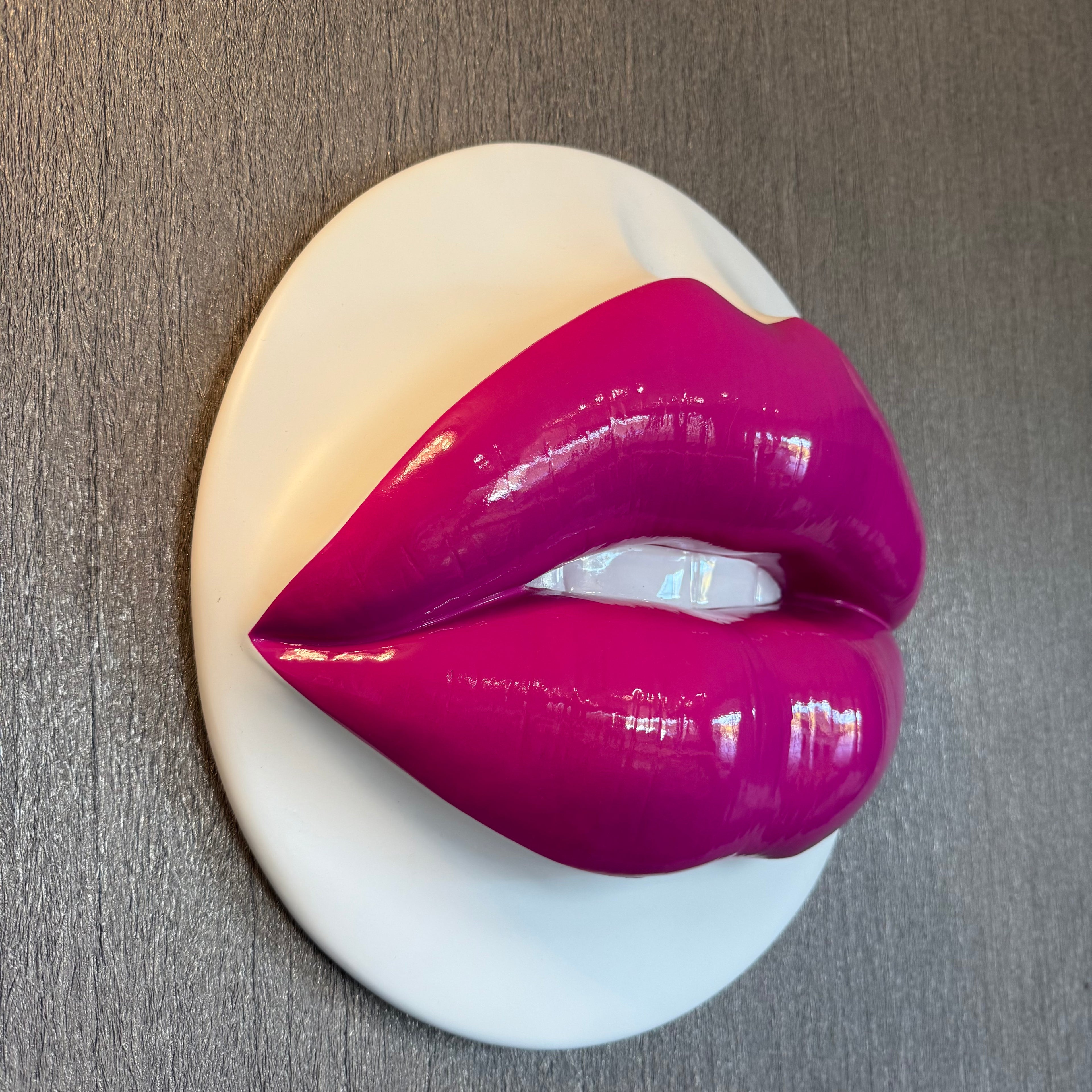 Spectrum Pink Parted Lips Sculpture