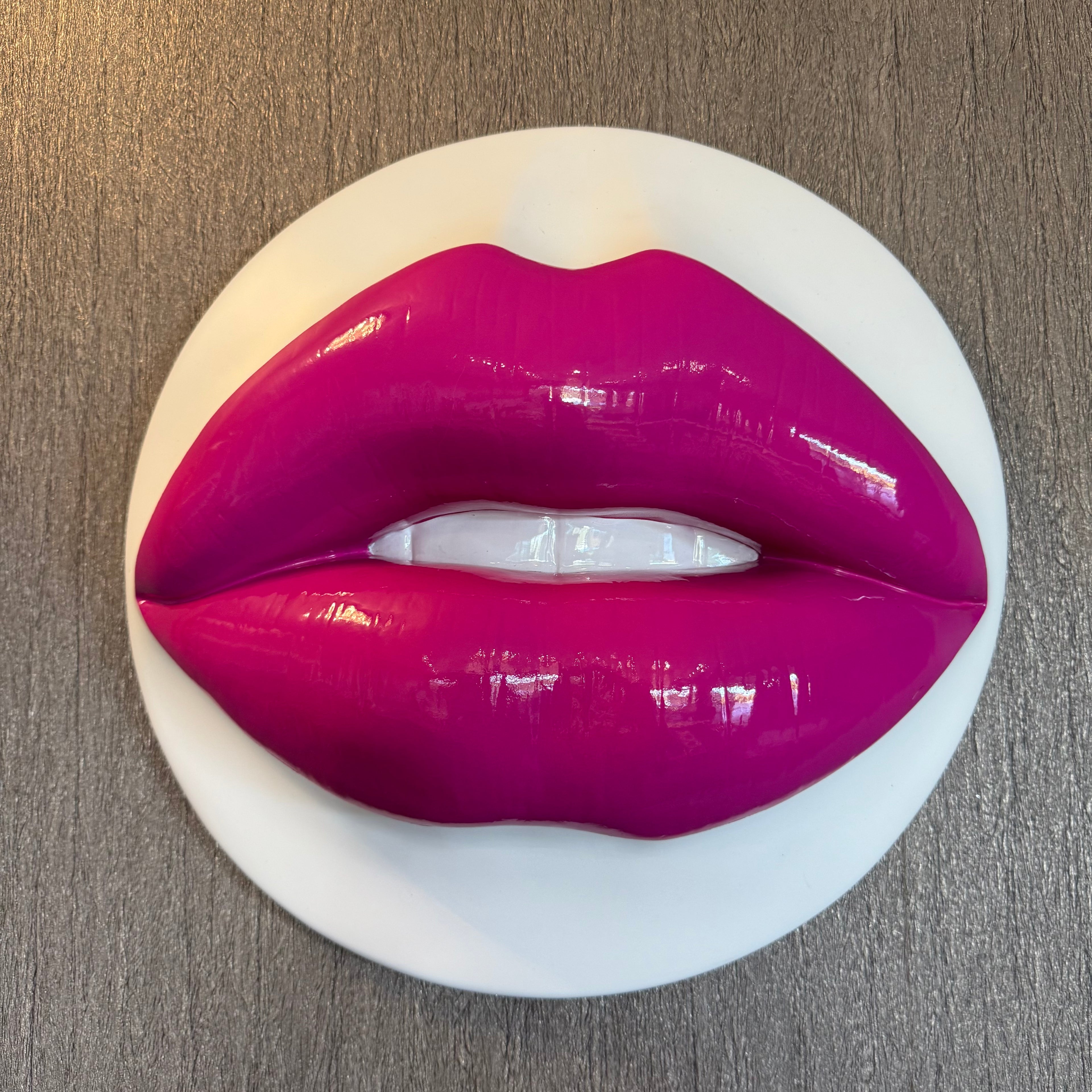 Spectrum Pink Parted Lips Sculpture